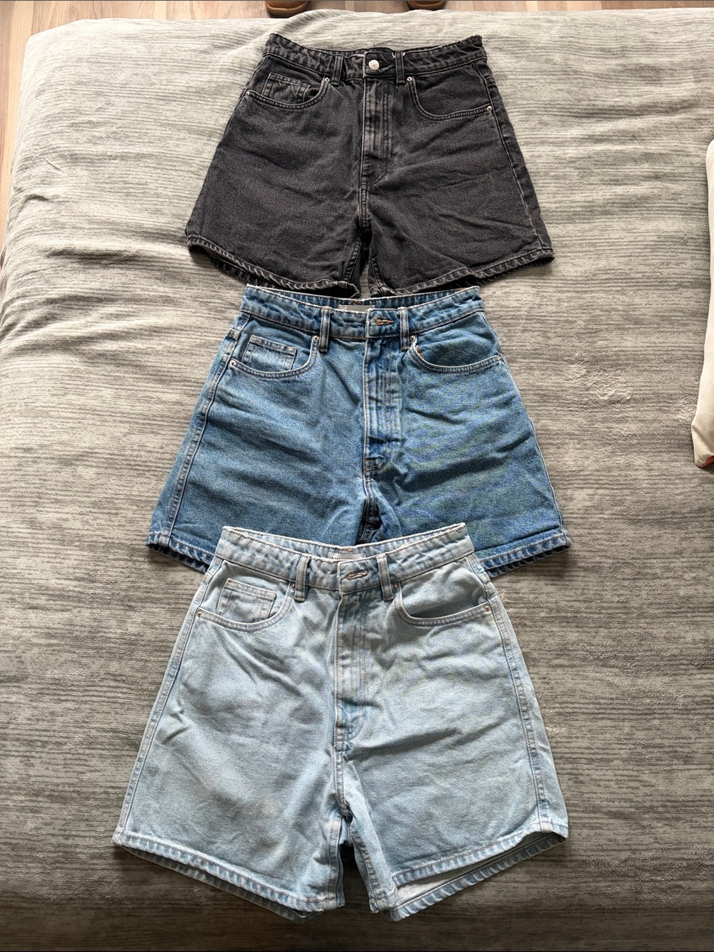 Kids Denim Shorts Trio - Black, Medium Blue & Light Wash